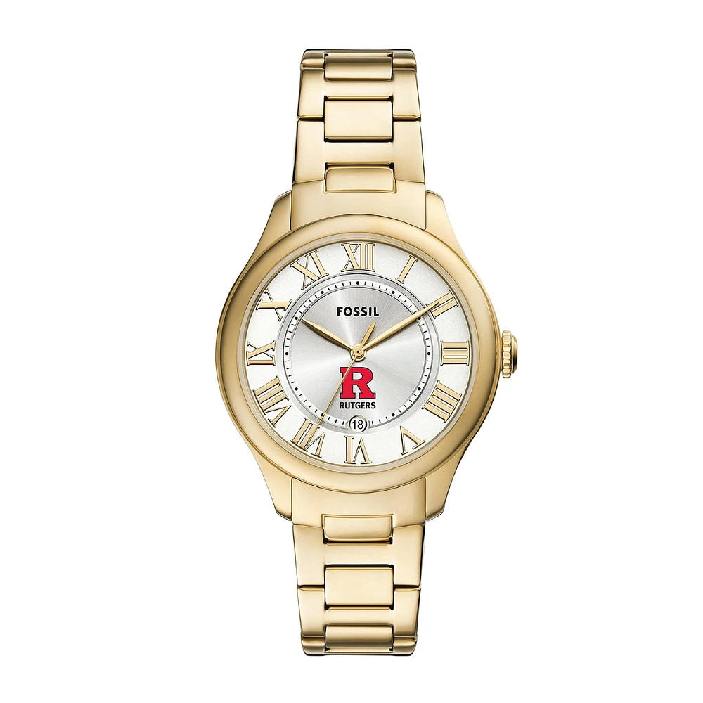Fossil Rutgers Scarlet Knights Gilmore Gold Stainless Steel Watch