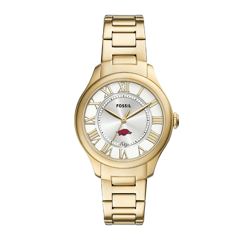 Fossil Arkansas Razorbacks Gilmore Gold Stainless Steel Watch