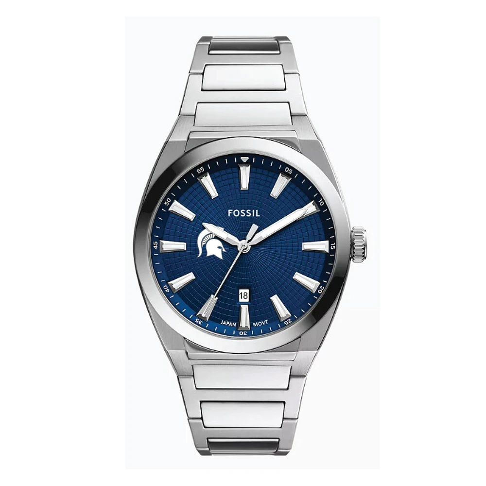 Fossil Michigan State Spartans Everett Three-Hand Date Stainless Steel Watch