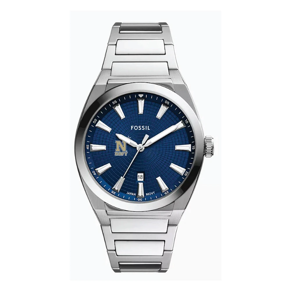 Fossil Navy Midshipmen Everett Three-Hand Date Stainless Steel Watch