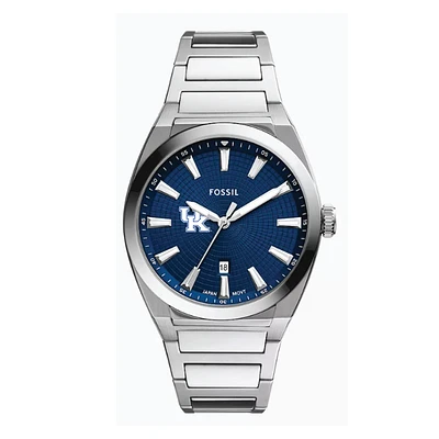Fossil Kentucky Wildcats Everett Three-Hand Date Stainless Steel Watch