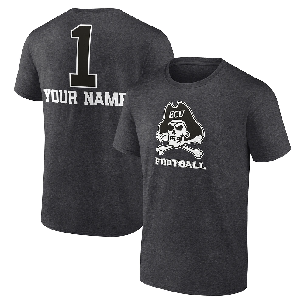 Men's Charcoal ECU Pirates Personalized Any Name Monochrome T-Shirt