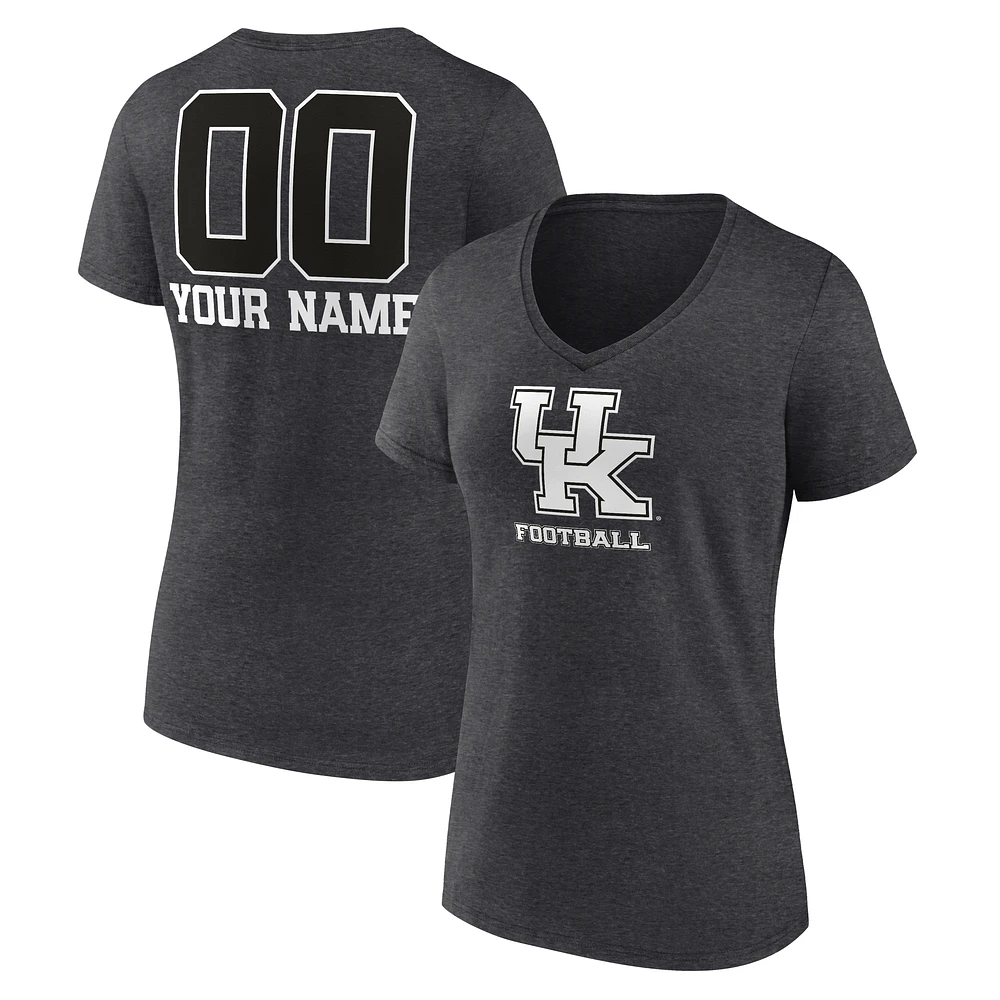Women's Charcoal Kentucky Wildcats Personalized Name & Number Monochrome V-Neck T-Shirt