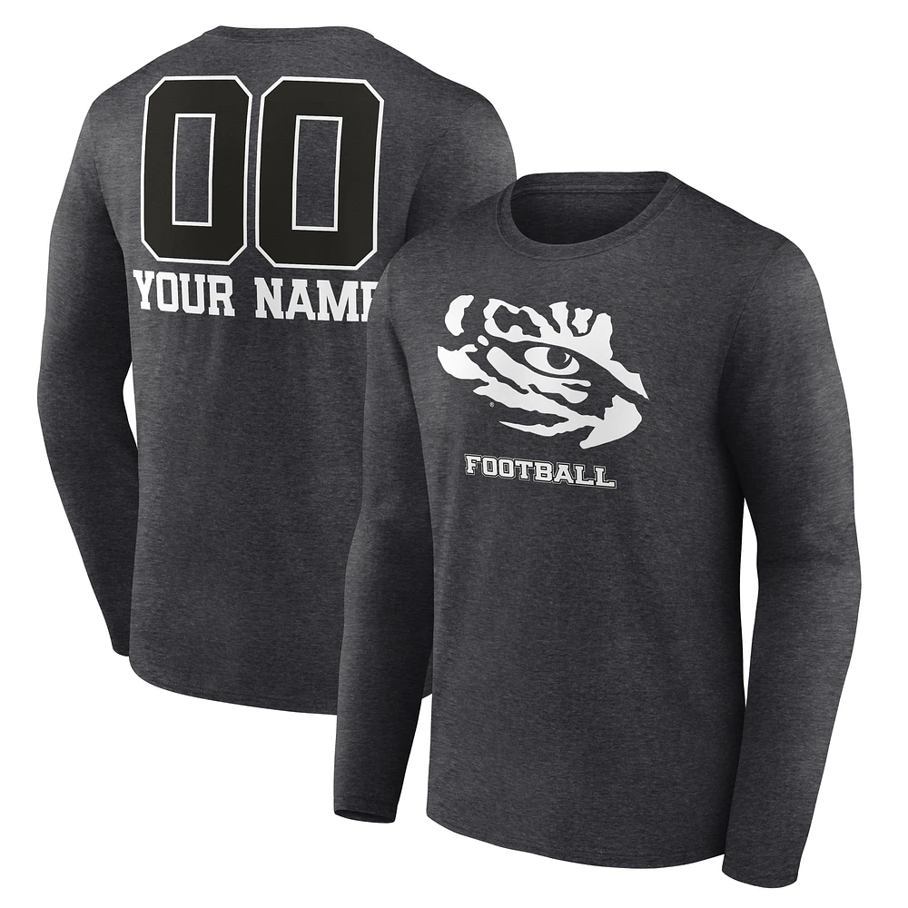 Men's Charcoal LSU Tigers Personalized Name & Number Monochrome Long Sleeve T-Shirt
