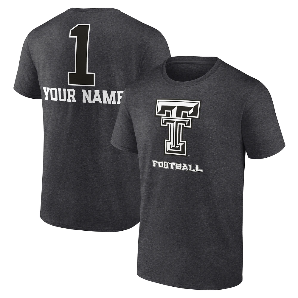 Men's Charcoal Texas Tech Red Raiders Personalized Any Name Monochrome T-Shirt