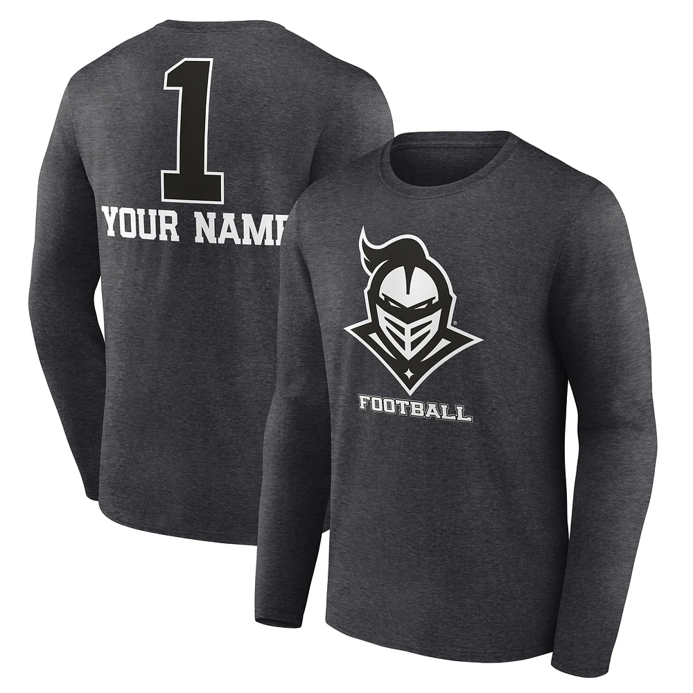 Men's Charcoal UCF Knights Personalized Any Name Monochrome Long Sleeve T-Shirt