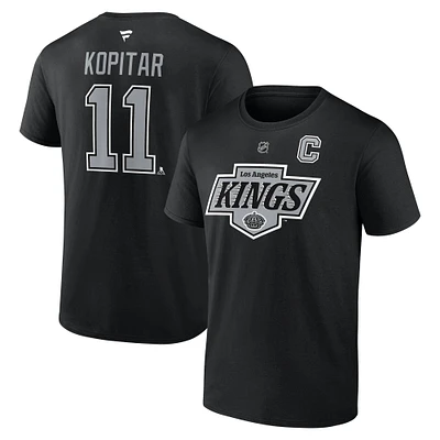 Men's Fanatics Anze Kopitar Black Los Angeles Kings Authentic Stack Name & Number T-Shirt