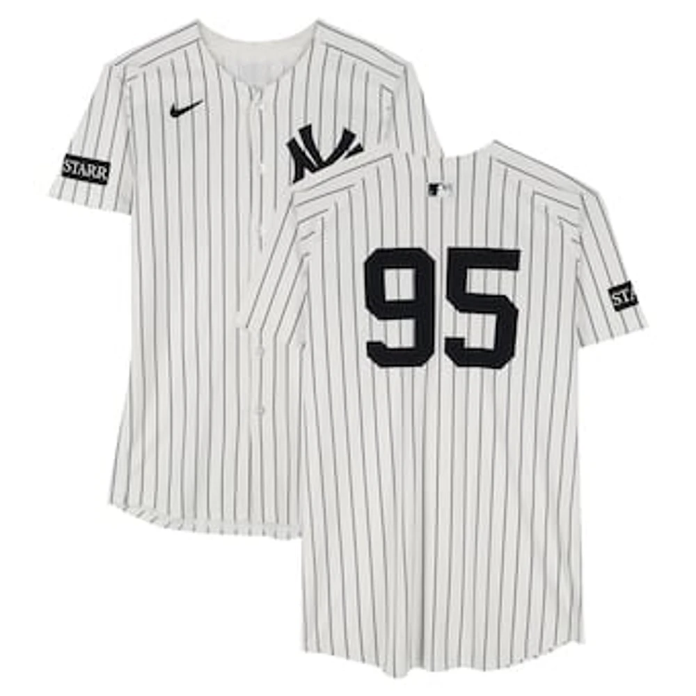 Oswaldo Cabrera New York Yankees Game-Used #95 White Pinstripe Nike Jersey vs. Milwaukee Brewers on March 27, 2025 - Opening Day