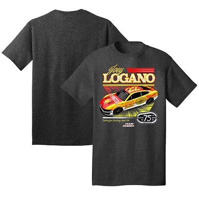Men's Team Penske Heather Black Joey Logano Shell-Pennzoil Darlington Throwback T-Shirt