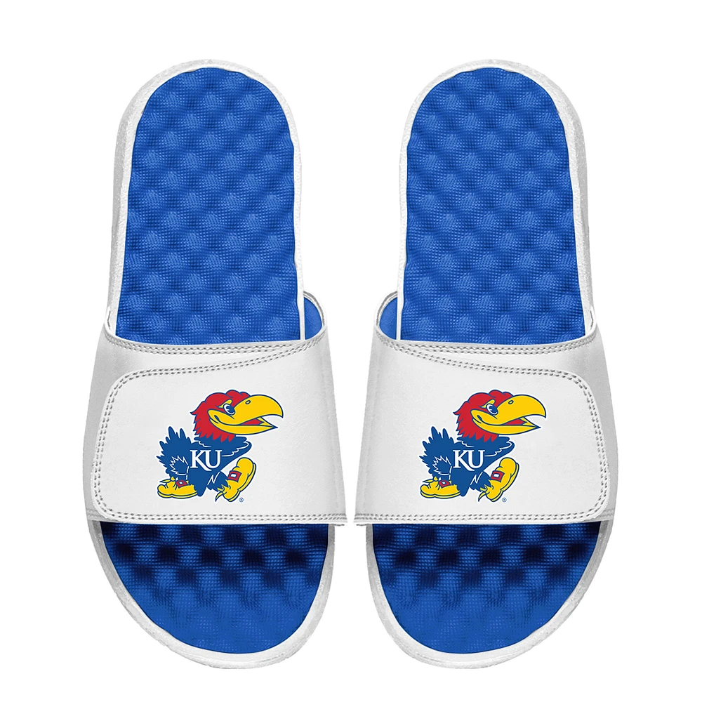 Youth ISlide White Kansas Jayhawks Primary Logo Slide Sandals
