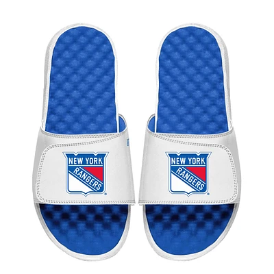 Youth ISlide White New York Rangers Primary Logo Slide Sandals