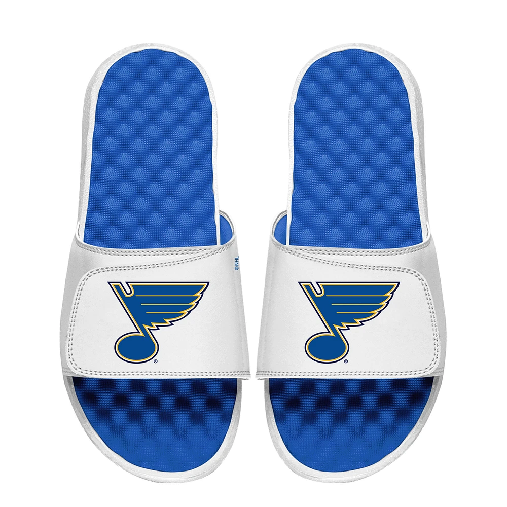 Youth ISlide White St. Louis Blues Primary Logo Slide Sandals