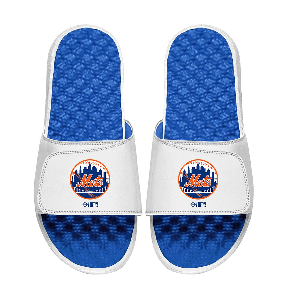 Youth ISlide White New York Mets Primary Logo Slide Sandals