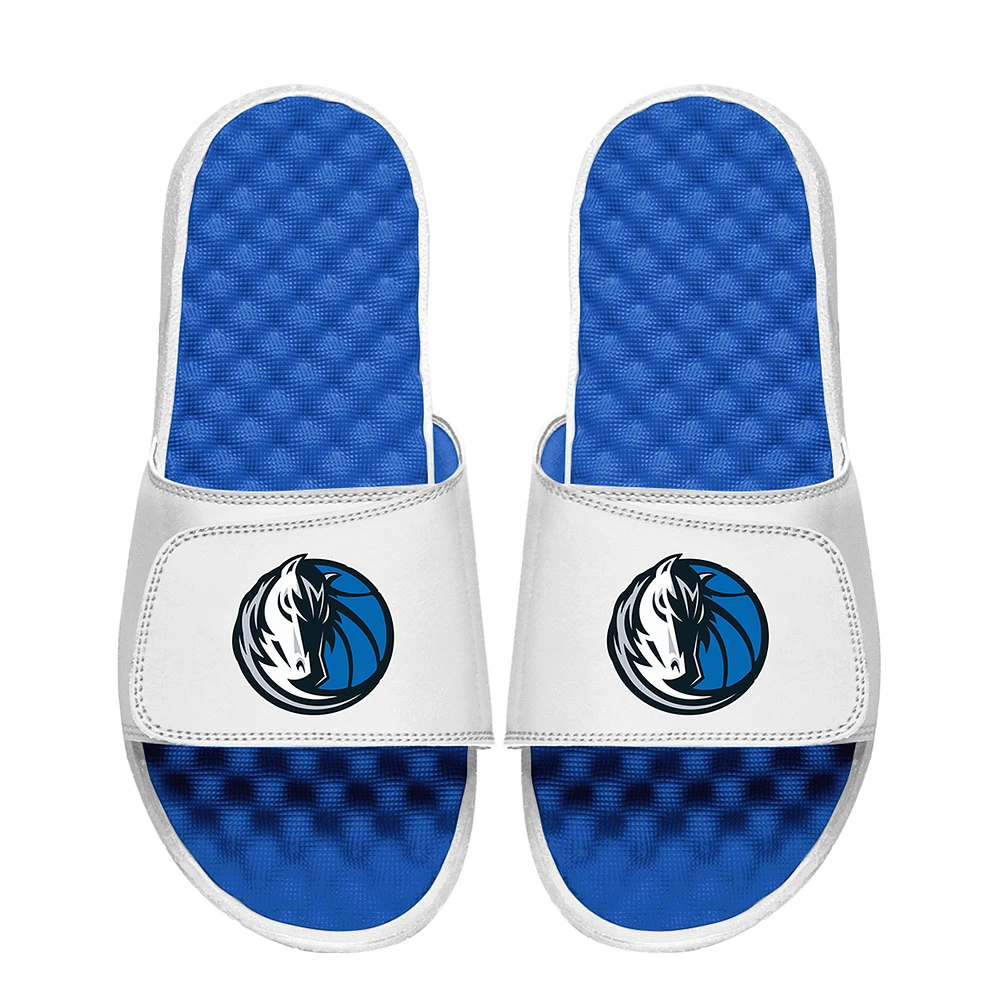 Youth ISlide White Dallas Mavericks Primary Logo Slide Sandals