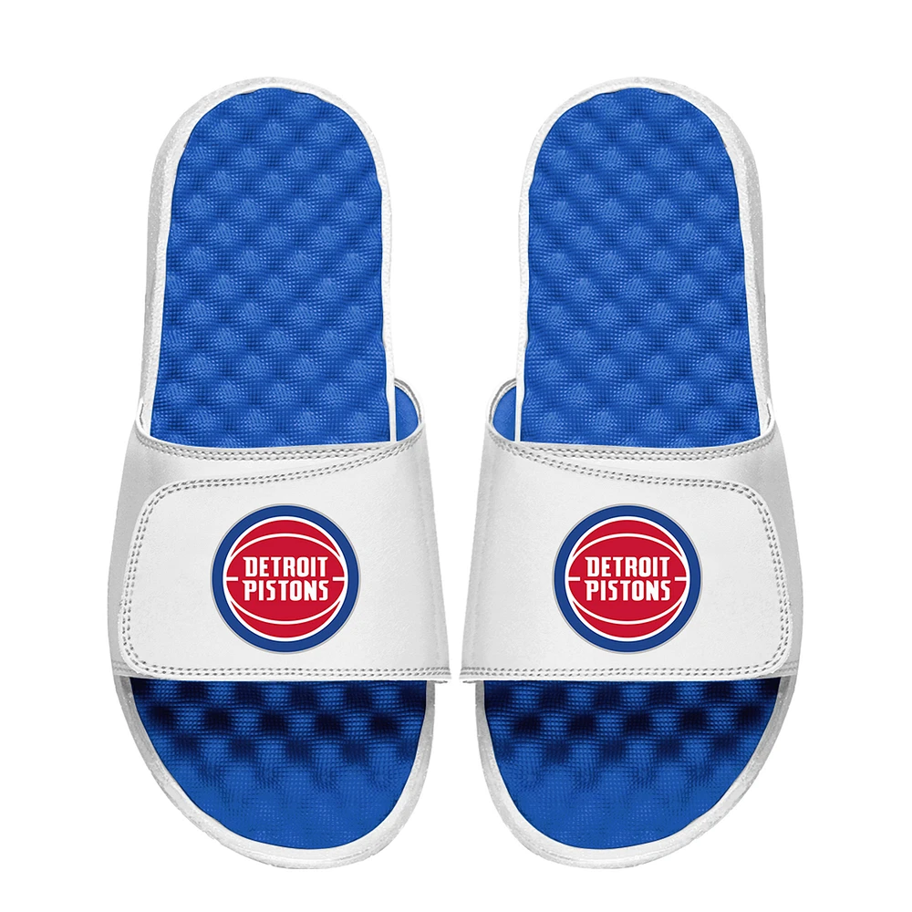 Unisex ISlide White Detroit Pistons Primary Logo Slide Sandals