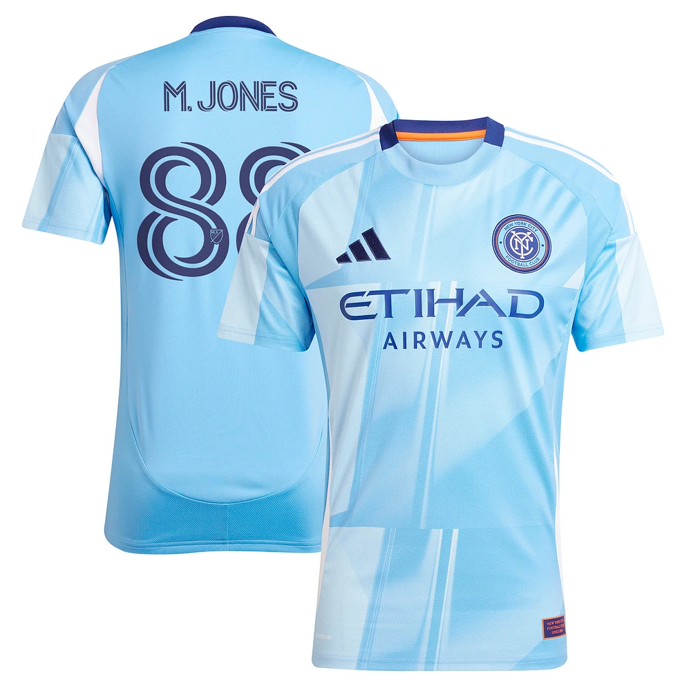 Men's adidas Malachi Jones Light Blue New York City FC 2025 The Excelsior Kit Replica Player Jersey