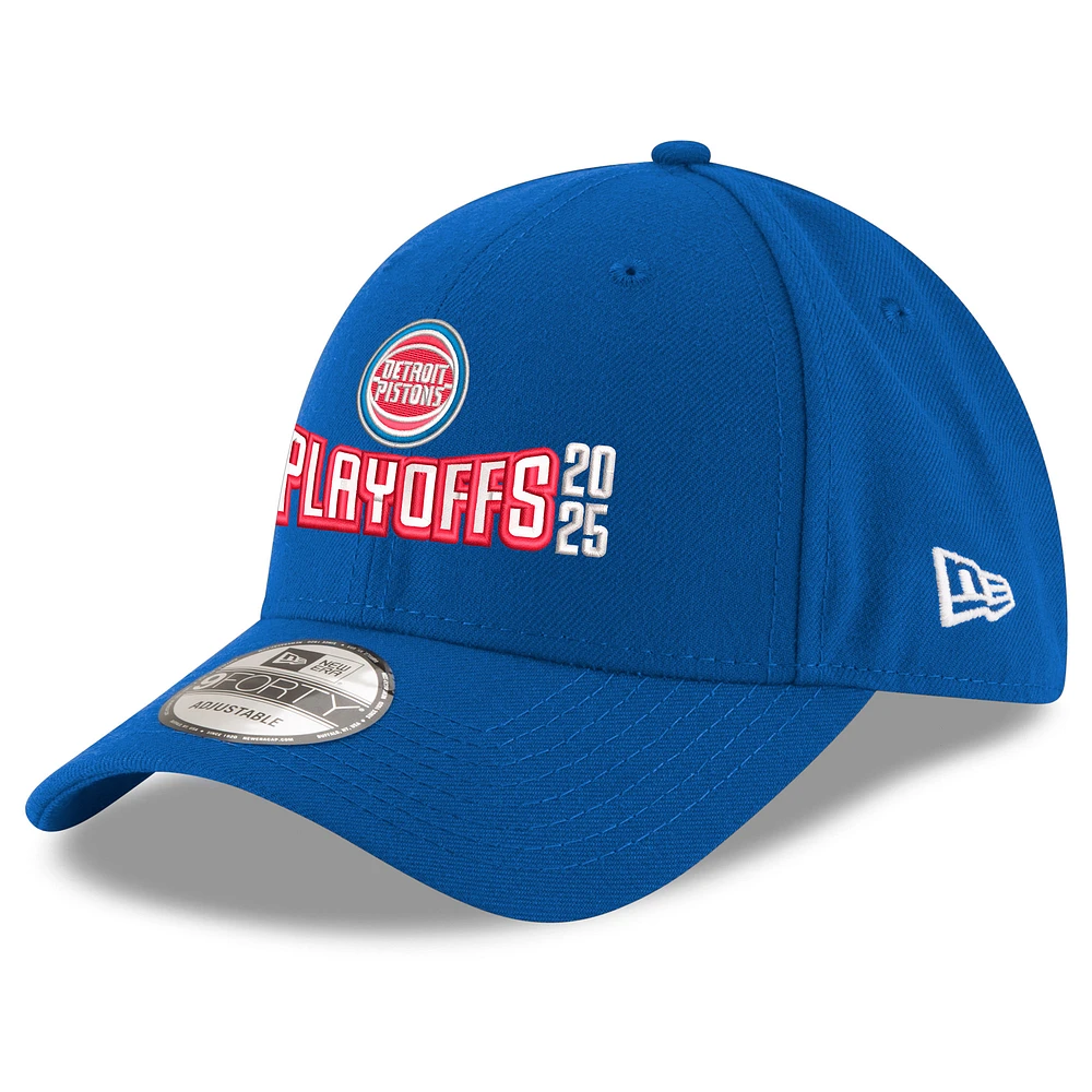 Men's New Era Blue Detroit Pistons 2025 NBA Playoffs 9FORTY A-Frame M-Crown Adjustable Hat