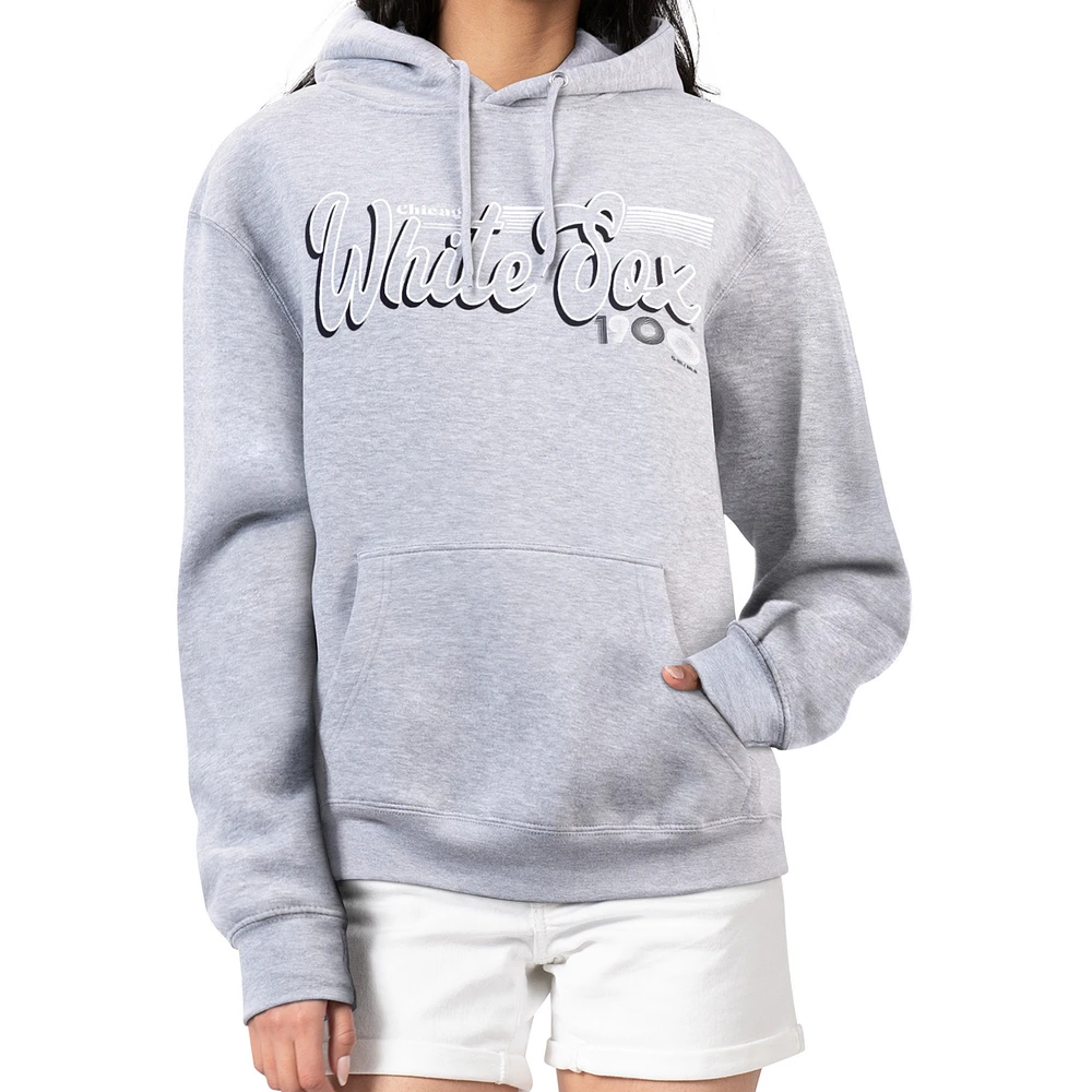 Women's Starter Gray Chicago White Sox Groovy Script Team Fleece Pullover Hoodie