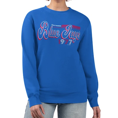 Women's Starter Royal Toronto Blue Jays Groovy Script Team Fleece Pullover Sweatshirt