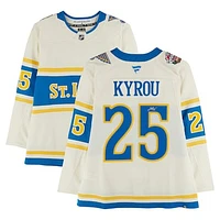 Jordan Kyrou St. Louis Blues Autographed 2025 Winter Classic Cream Fanatics Premium Jersey