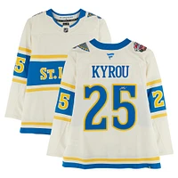 Jordan Kyrou St. Louis Blues Autographed 2025 Winter Classic Cream Fanatics Premium Jersey