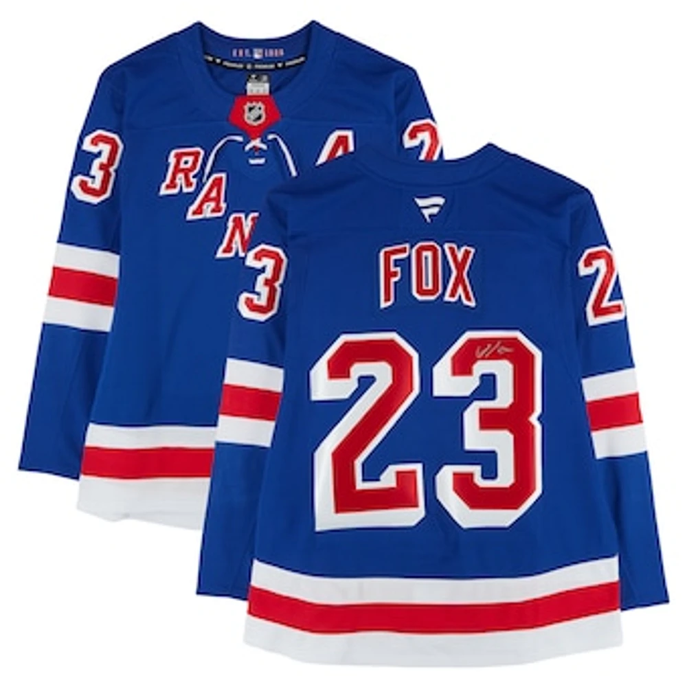 Adam Fox New York Rangers Autographed Blue Fanatics Premium Jersey