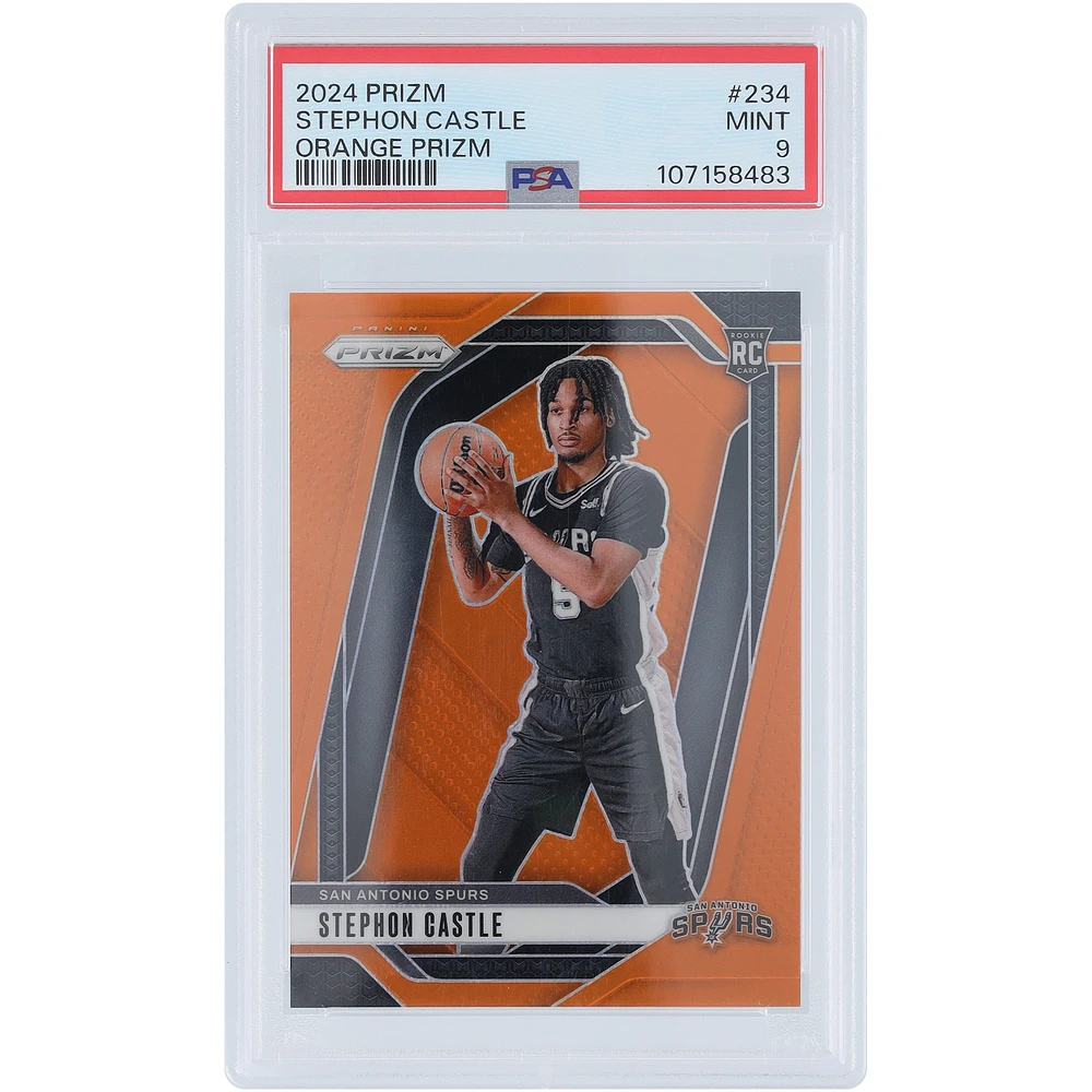 Stephon Castle San Antonio Spurs 2024-25 Panini Prizm Orange Prizm #234 #29/49 PSA Authenticated 9 Rookie Card