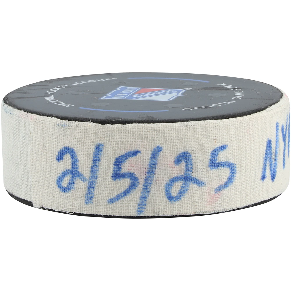 Artemi Panarin New York Rangers Game-Used Goal Puck vs. Boston Bruins on February 5, 2025