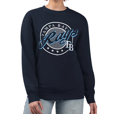 Women's G-III 4Her by Carl Banks Navy Tampa Bay Rays Pinstripe Circle Team Fleece Pullover Sweatshirt