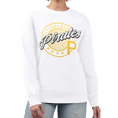 Women's G-III 4Her by Carl Banks White Pittsburgh Pirates Pinstripe Circle Team Fleece Pullover Sweatshirt