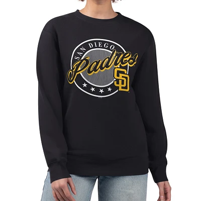 Women's G-III 4Her by Carl Banks Black San Diego Padres Pinstripe Circle Team Fleece Pullover Sweatshirt