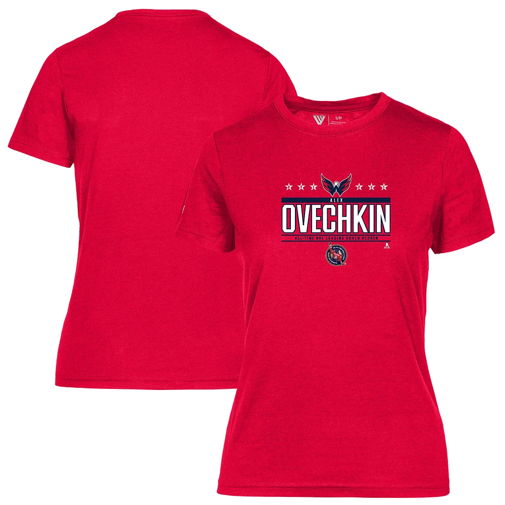 Women's Levelwear Alexander Ovechkin Washington Capitals NHL All-Time Leading Goal Scorer Milestone Stars Name & Number Maddox T-Shirt