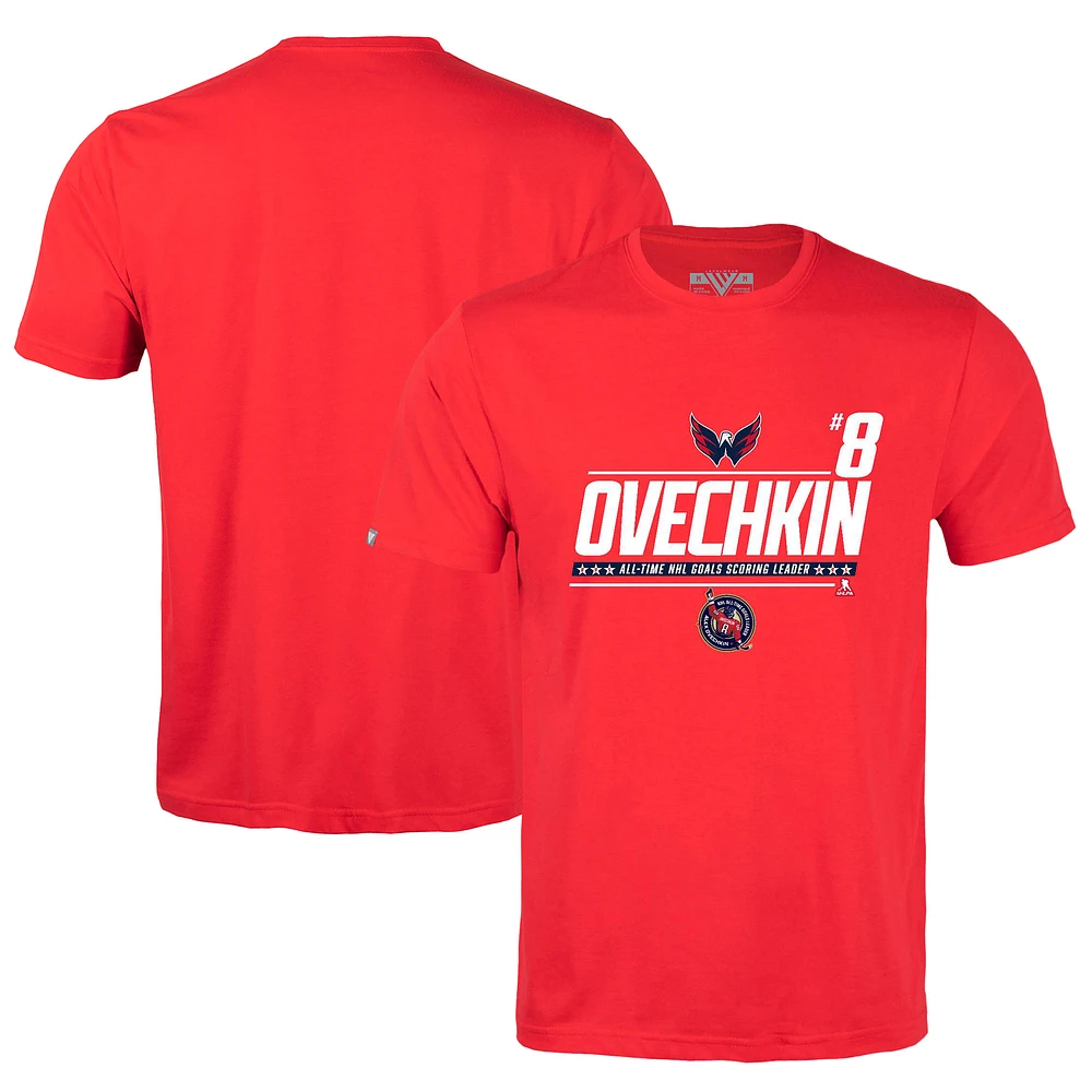 Men's Levelwear Alexander Ovechkin Washington Capitals NHL All-Time Leading Goal Scorer Milestone Name & Number Richmond T-Shirt