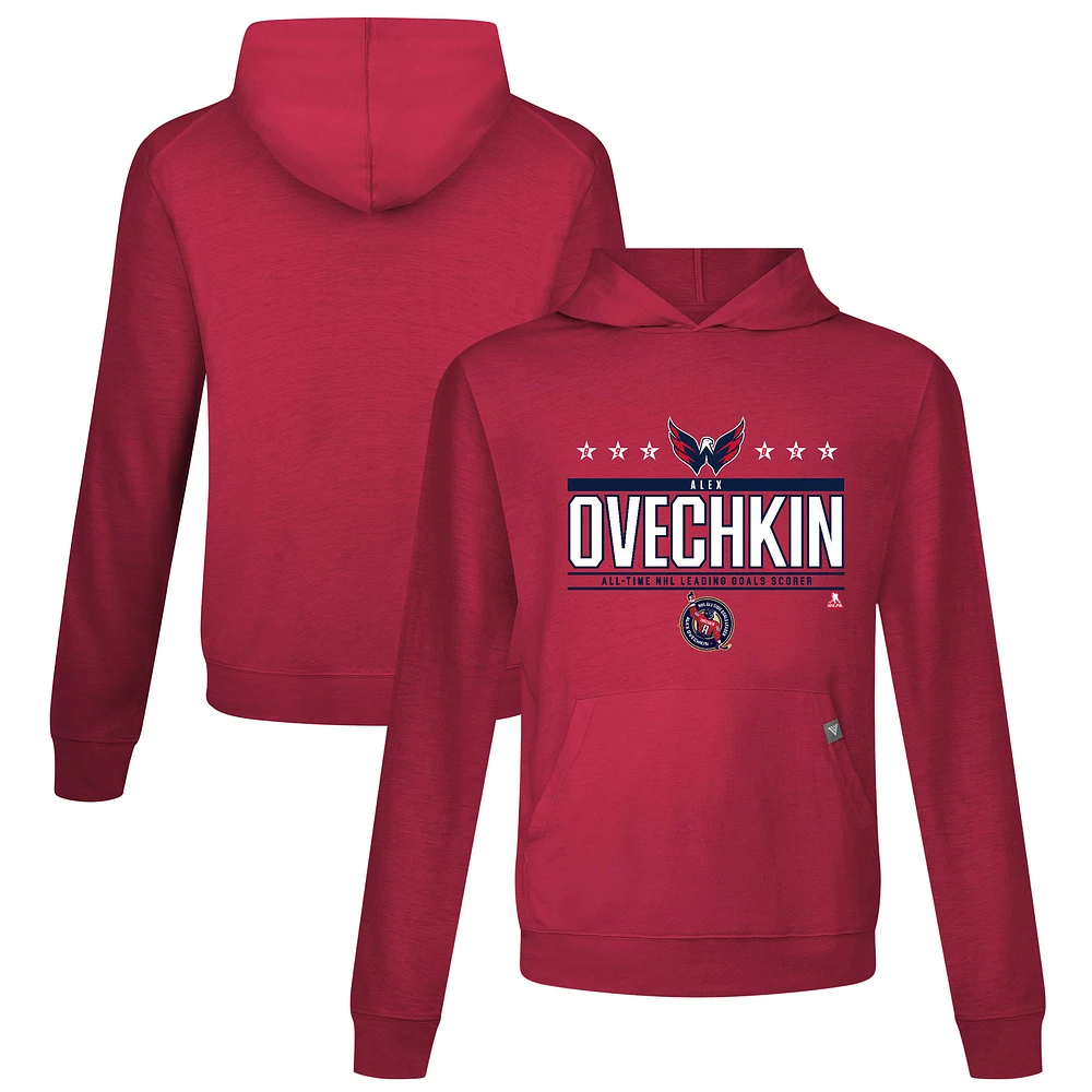 Men's Levelwear Alexander Ovechkin Washington Capitals NHL All-Time Leading Goal Scorer Milestone Stars Name & Number Relay Pullover Hoodie