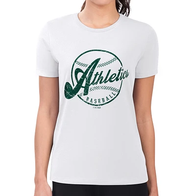 Women's G-III 4Her by Carl Banks White Athletics Super-Slim Fit Lightweight Distressed Baseball Team T-Shirt
