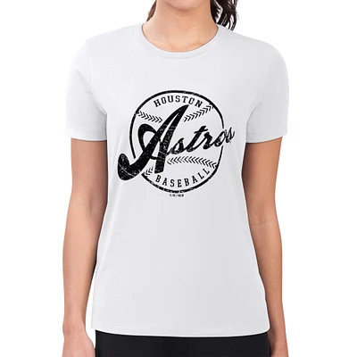 Women's G-III 4Her by Carl Banks White Houston Astros Super-Slim Fit Lightweight Distressed Baseball Team T-Shirt