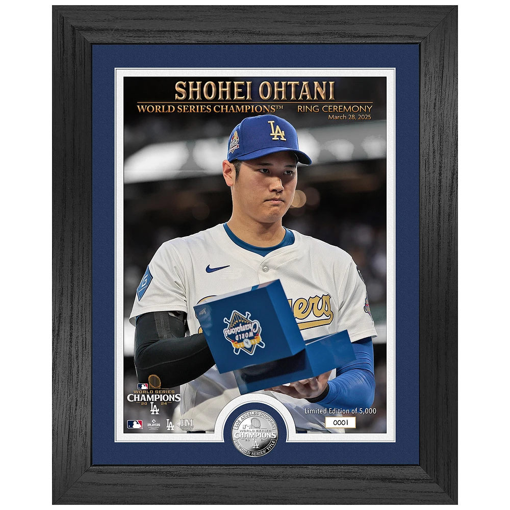 Highland Mint Shohei Ohtani Los Angeles Dodgers 2024 World Series Champions Ring Ceremony 13" x 16" Silver Coin Photo Mint