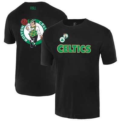 Unisex FISLL Black Boston Celtics Oversize Logo T-Shirt