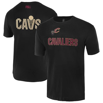 Unisex FISLL Black Cleveland Cavaliers Oversize Logo T-Shirt