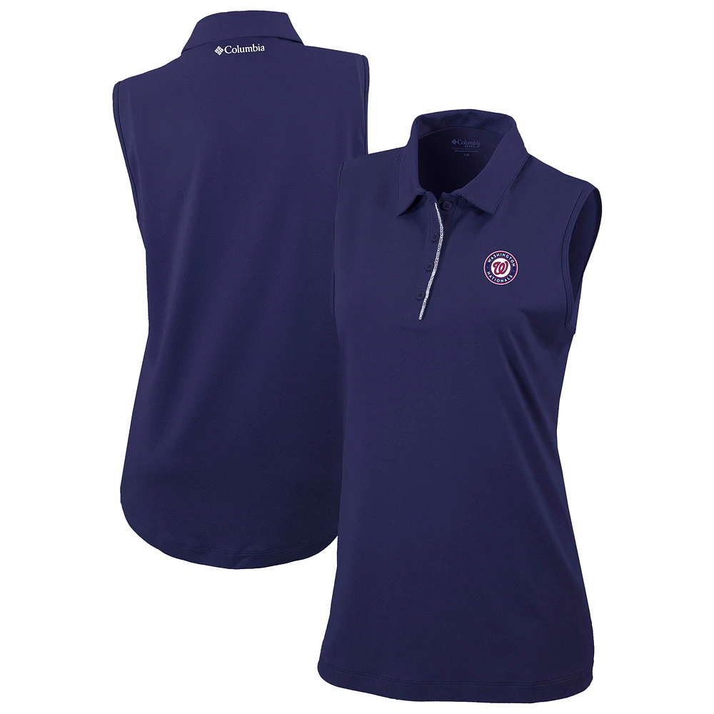 Women's Columbia Navy Washington Nationals Tend The Ball Sleeveless Polo