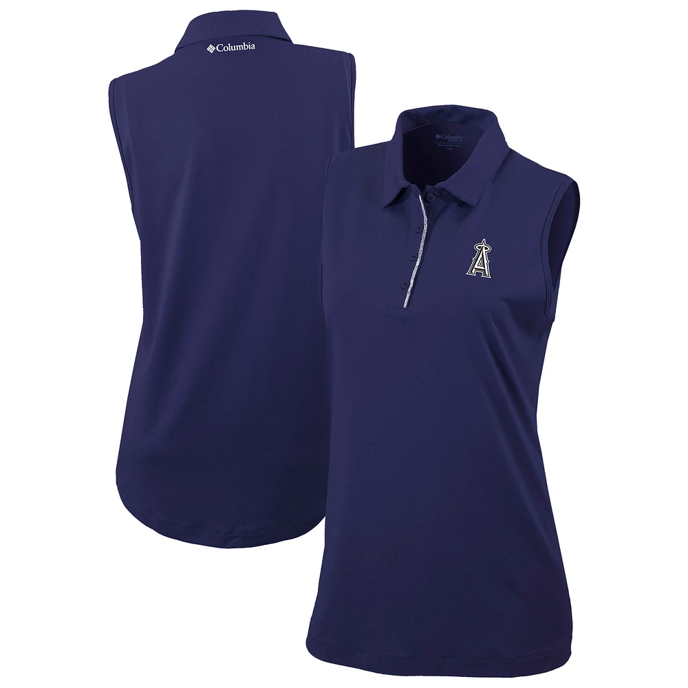 Women's Columbia Navy Los Angeles Angels Tend The Ball Sleeveless Polo