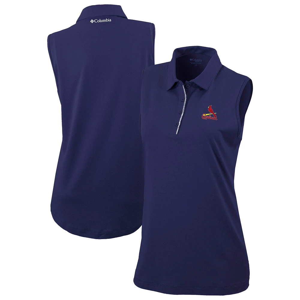 Women's Columbia Navy St. Louis Cardinals Tend The Ball Sleeveless Polo