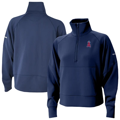 Women's Columbia Navy Los Angeles Angels Wickhams Hills Raglan Omni-Wick Quarter-Zip Pullover