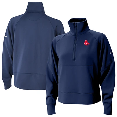Women's Columbia Navy Boston Red Sox Wickhams Hills Raglan Omni-Wick Quarter-Zip Pullover