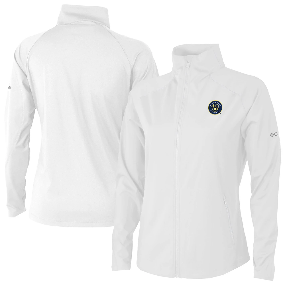 Women's Columbia White Milwaukee Brewers Fairway Friends Full-Zip Jacket