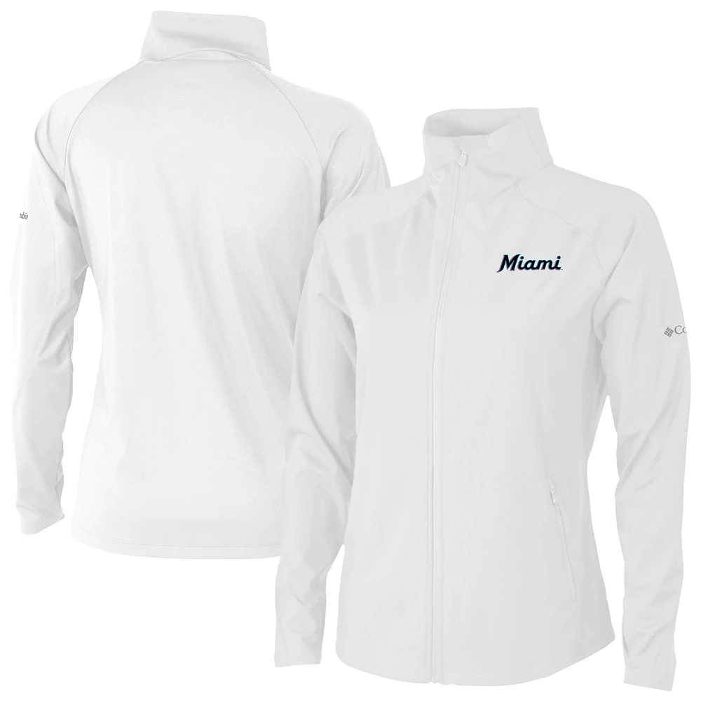 Women's Columbia White Miami Marlins Fairway Friends Full-Zip Jacket