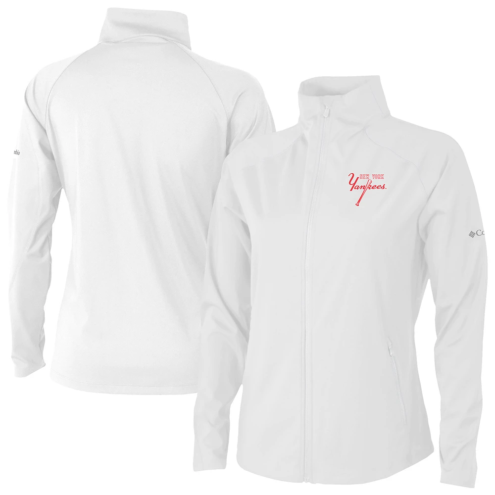 Women's Columbia White New York Yankees Fairway Friends Full-Zip Jacket