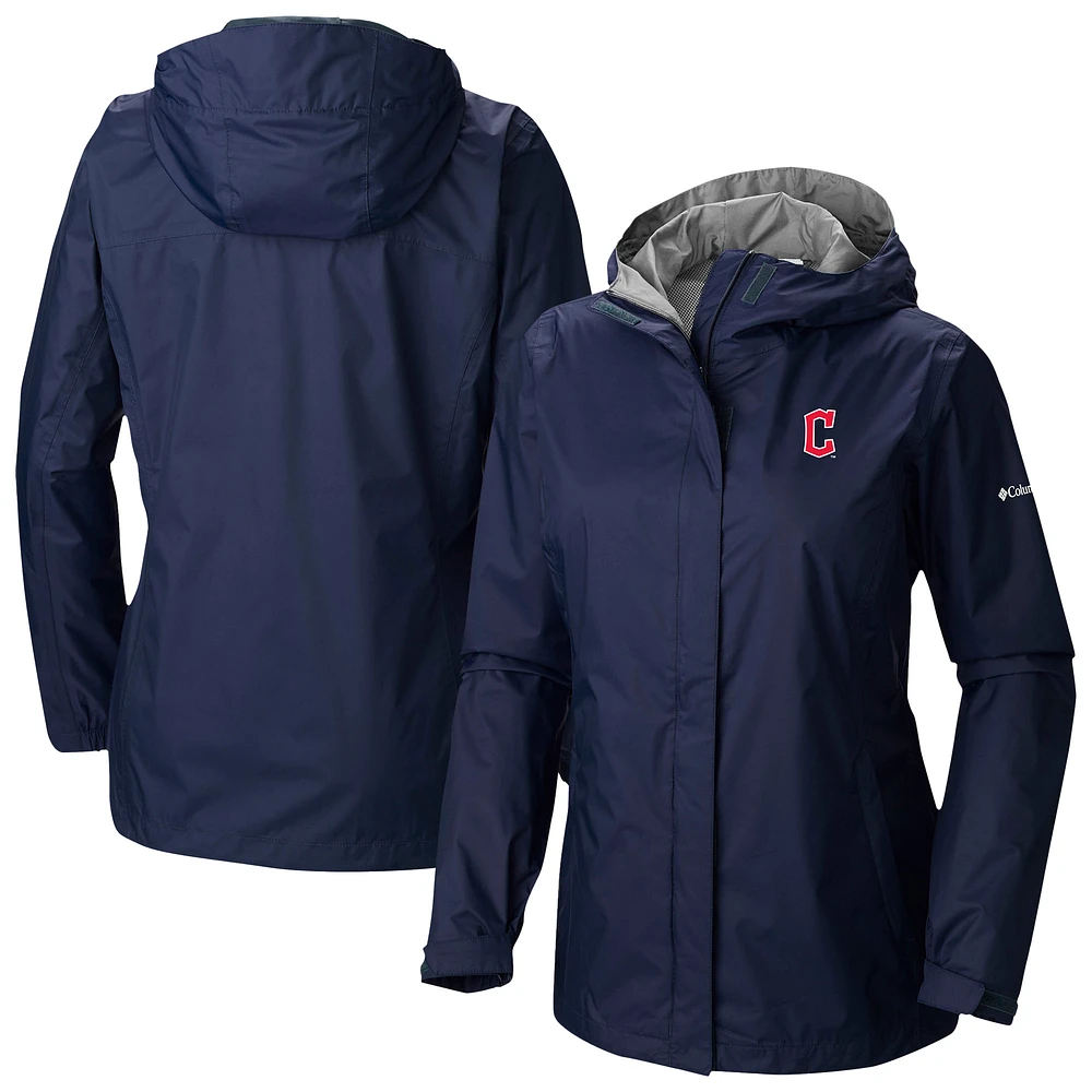 Women's Columbia Navy Cleveland Guardians Arcadia II Omni-Tech Full-Zip Hoodie Rain Jacket