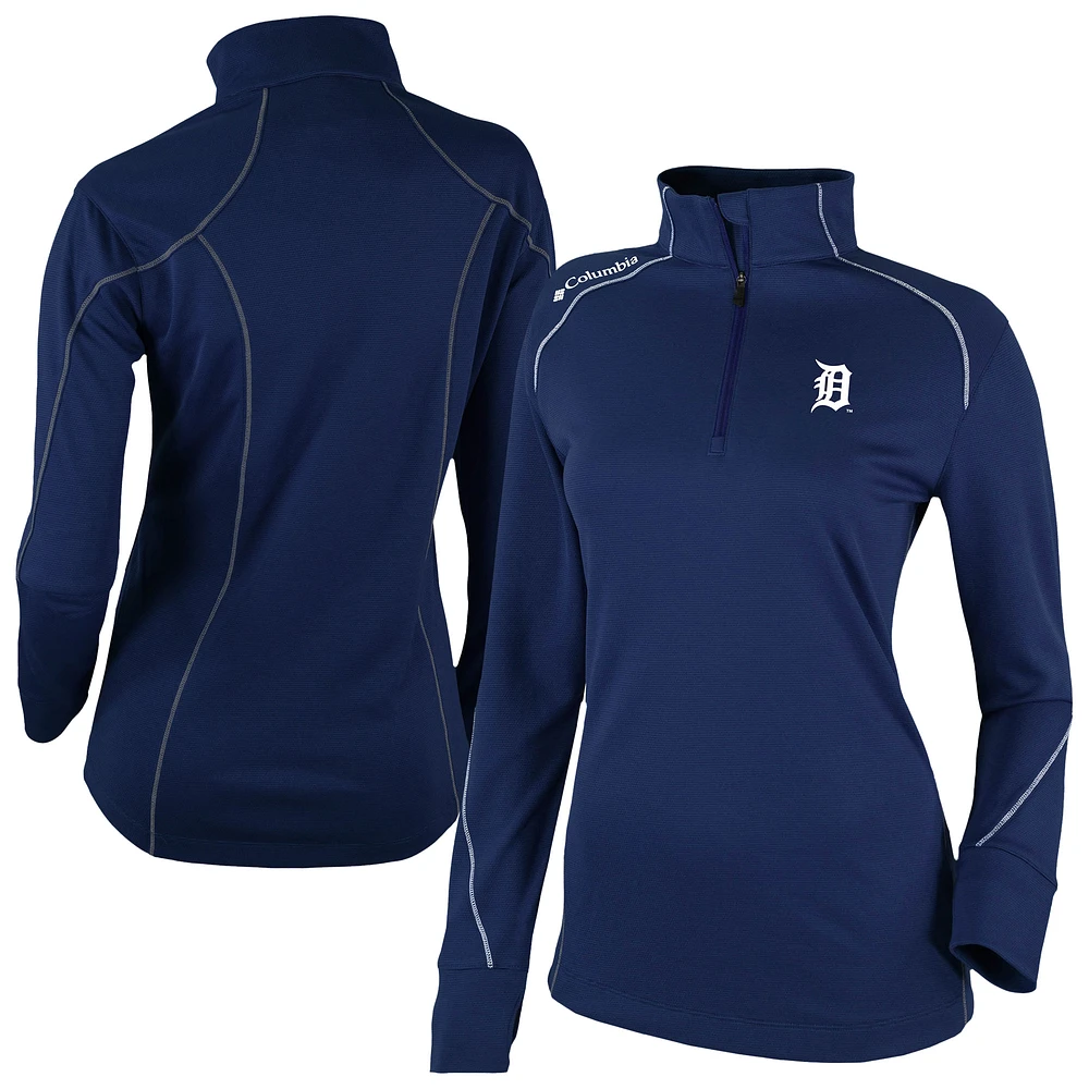 Women's Columbia Navy Detroit Tigers Shotgun 2.0 Quarter-Zip Pullover