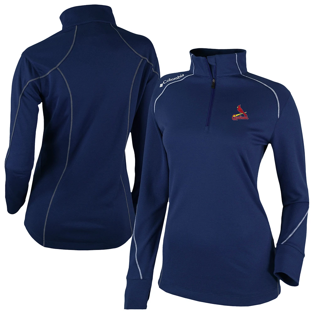 Women's Columbia Navy St. Louis Cardinals Shotgun 2.0 Quarter-Zip Pullover